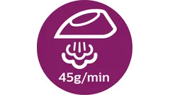 Kontinuerlig damp på opptil 45 g/min