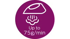 Kontinuerlig damp på opptil 75 g/min