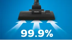 Aspiră 99,9% din praf*