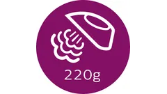 Steam boost up to 220 g