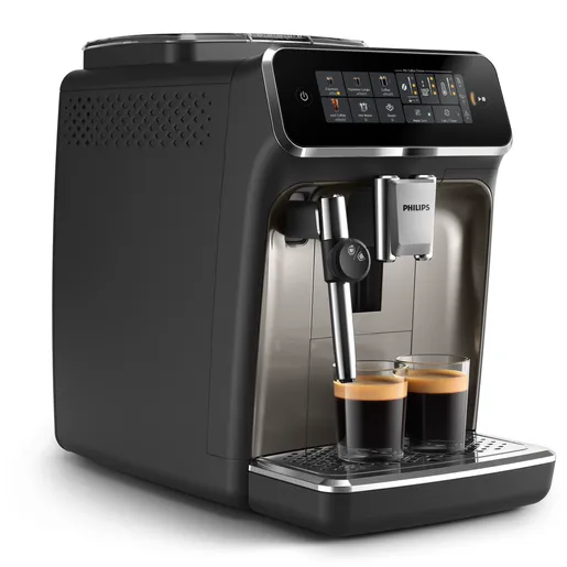 Série 3300 SilentBrew Noir / Chrome Machine expresso broyeur, 5 boissons, mousseur lait